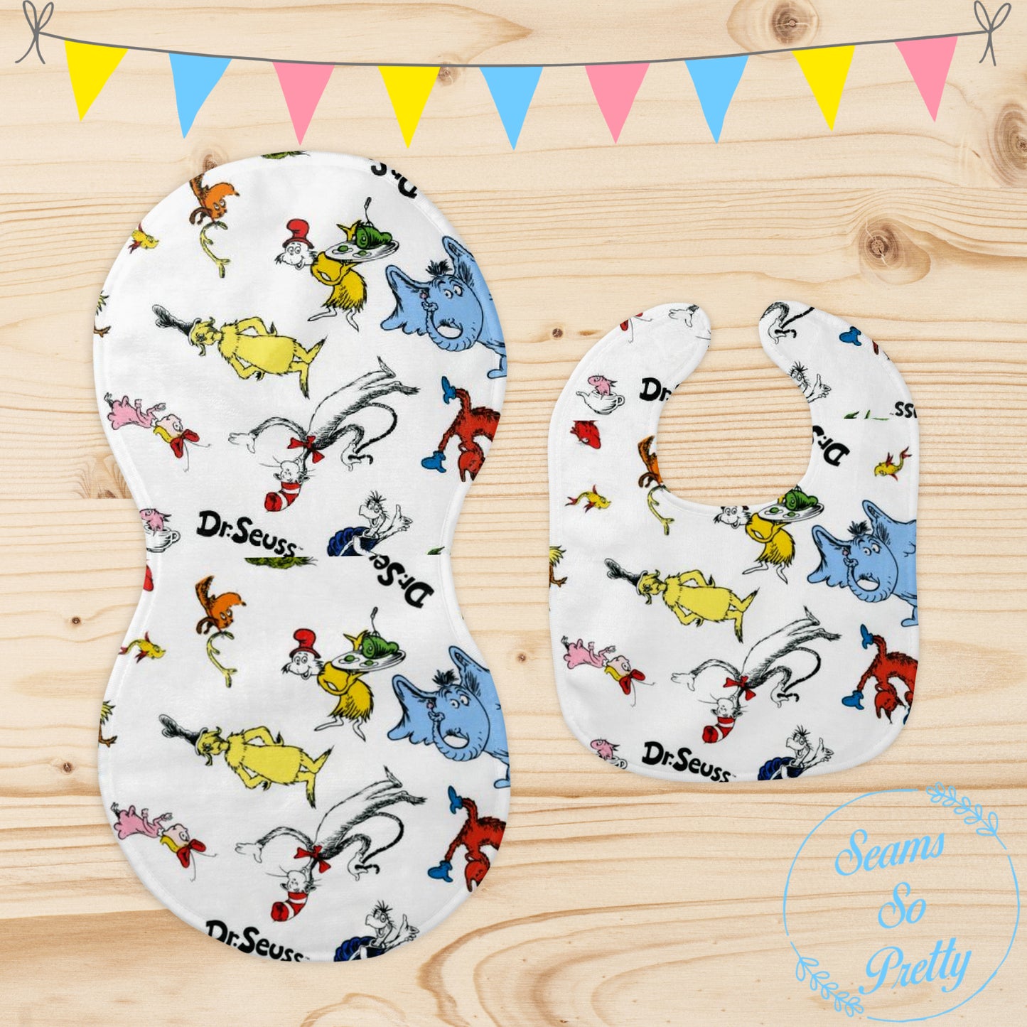 Dr Seuss Characters Bib and Burp Cloth