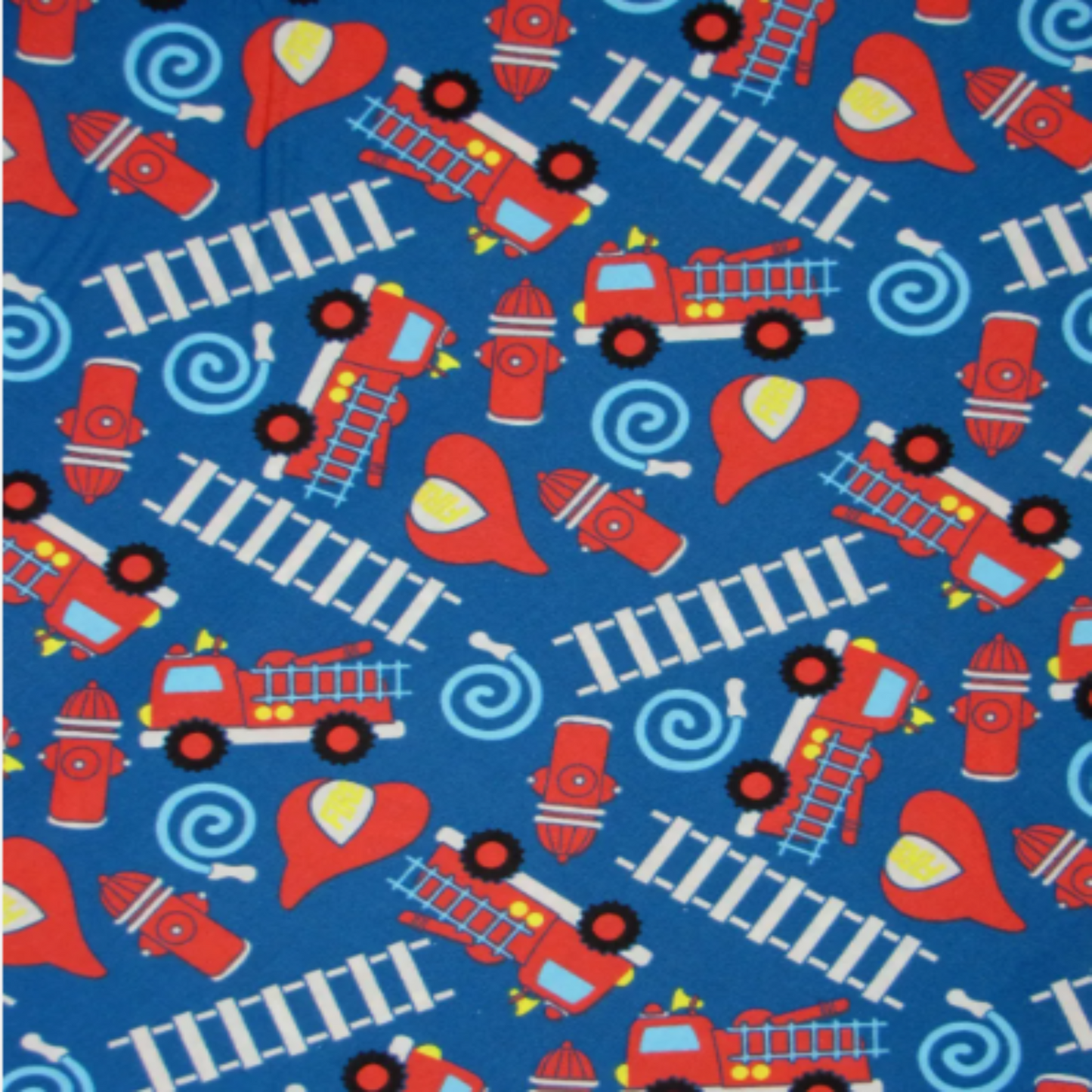 Fire Trucks, Ladders, Hydrant, Hoses Fabric Swatch