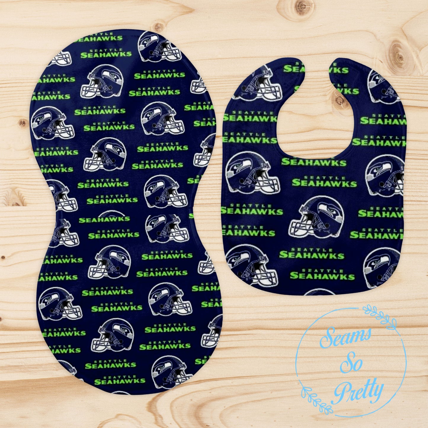 Seattle Seahawks Bib and Burp Cloth Set