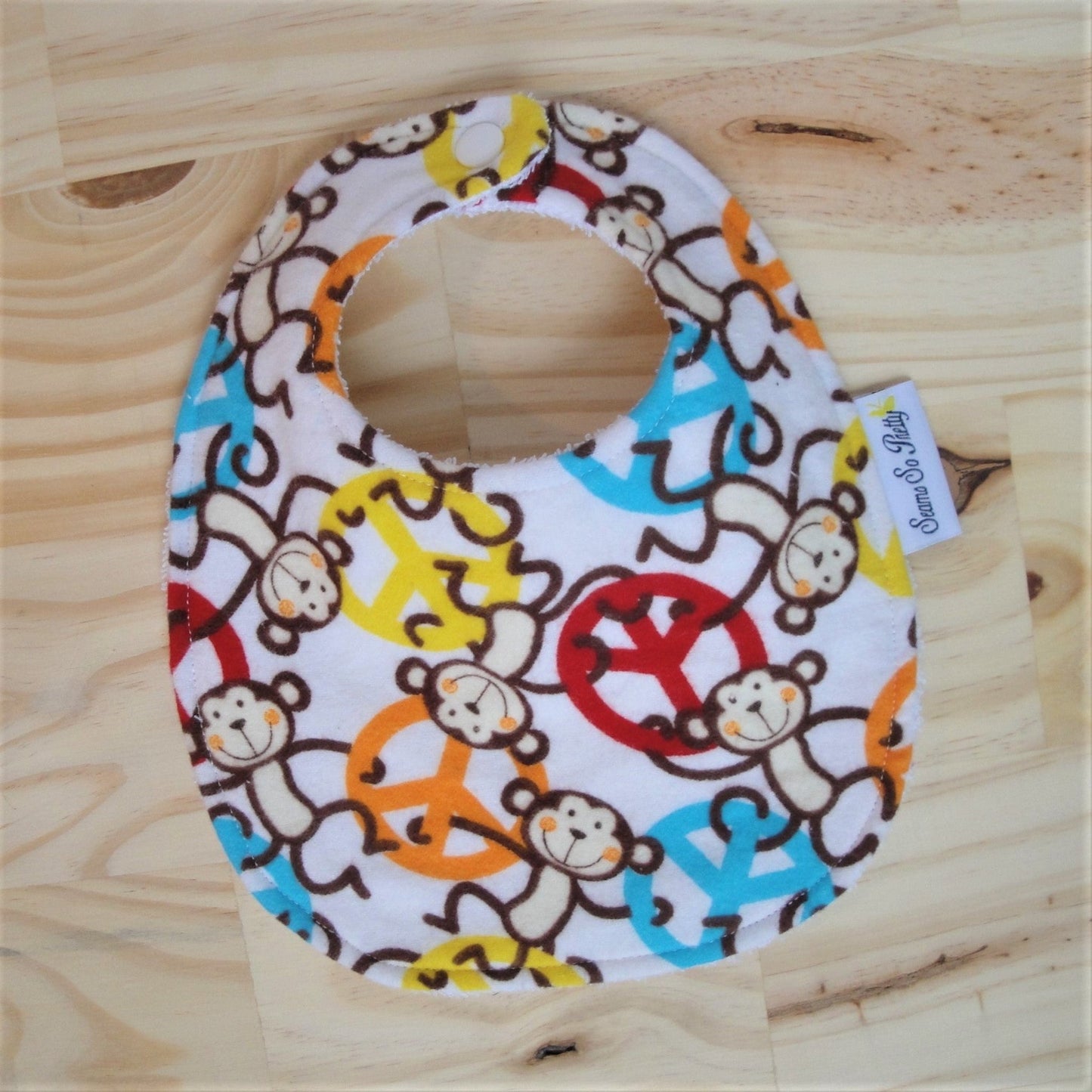 Colorful Monkeys Flannel Bib