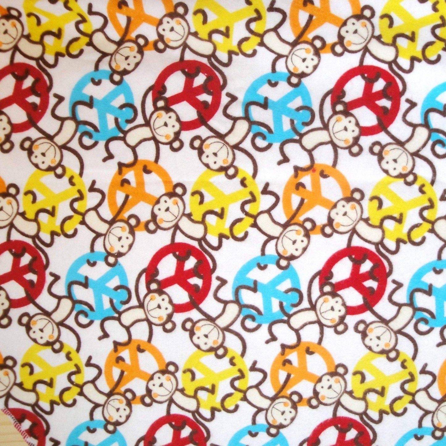 Colorful Monkeys Flannel Fabric Swatch