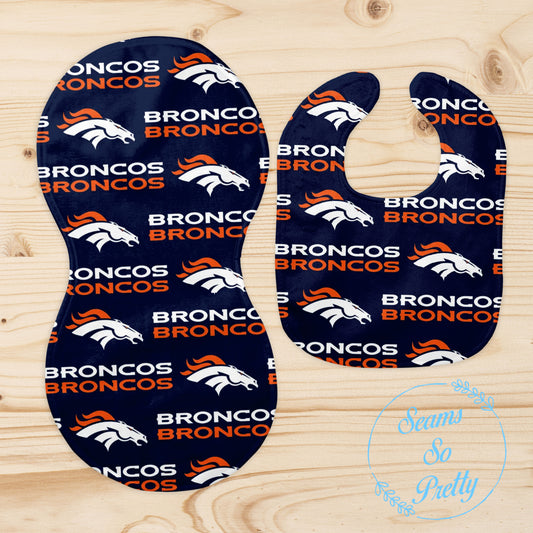 Broncos Bib and Burp Cloth Set