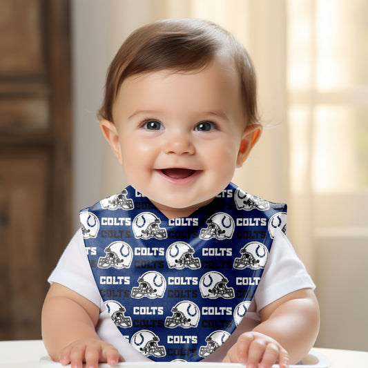 Smiling Baby Wearing Indianapolis Colts Bandana Bib