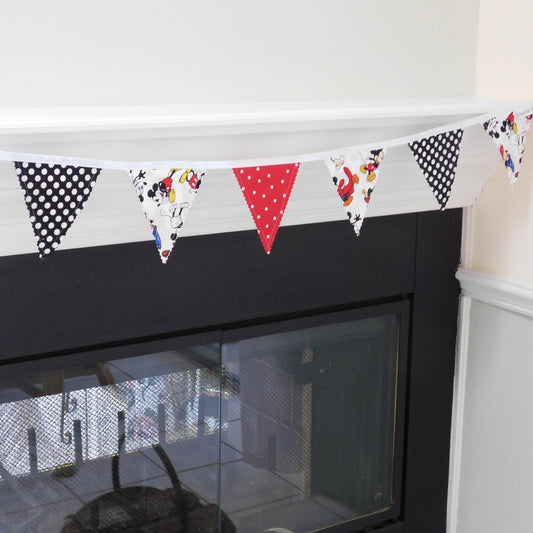 Mickey Inspired Fabric Flag Bunting Banner or Garland, Large Flag Size