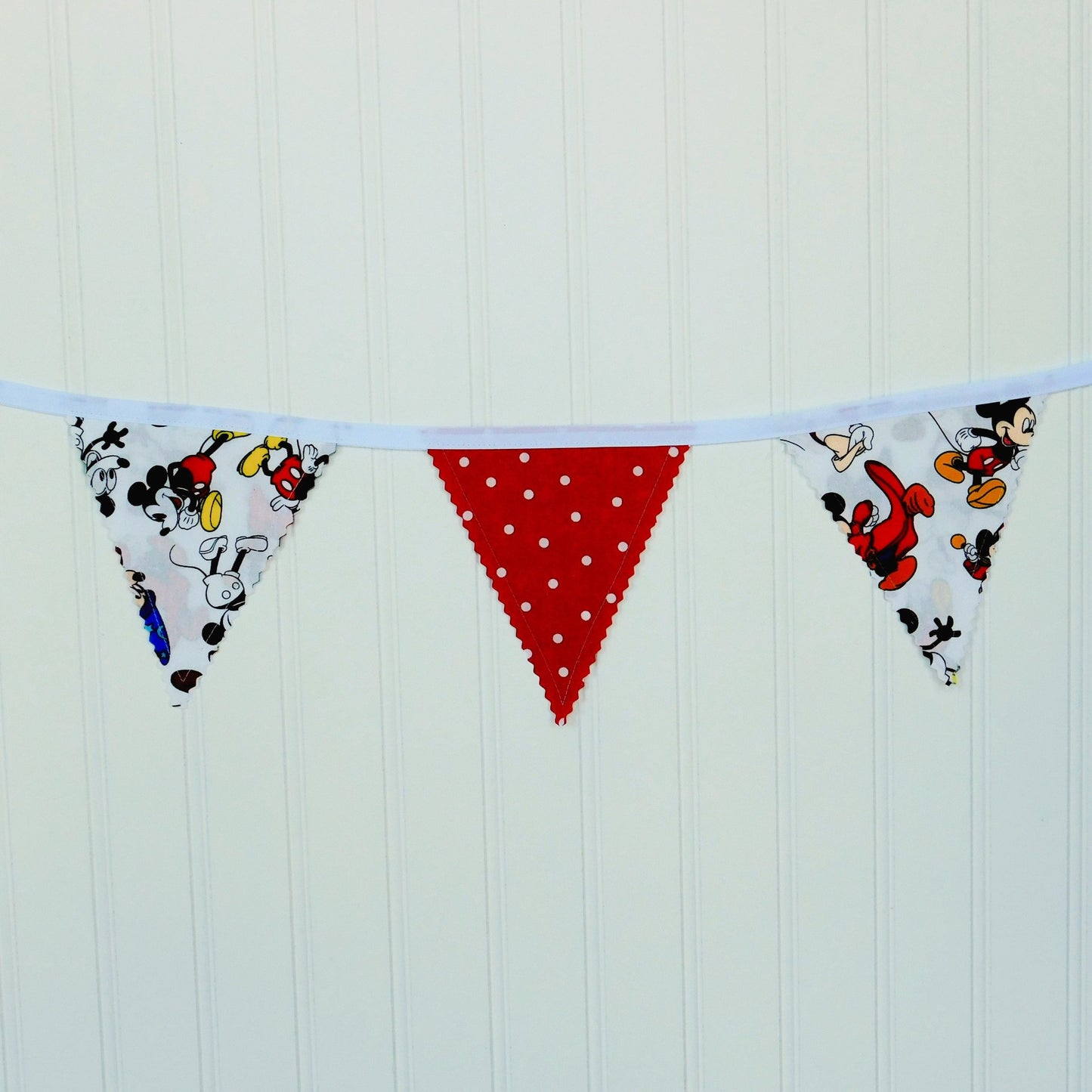 Mickey Inspired Fabric Flag Bunting Banner or Garland, Large Flag Size