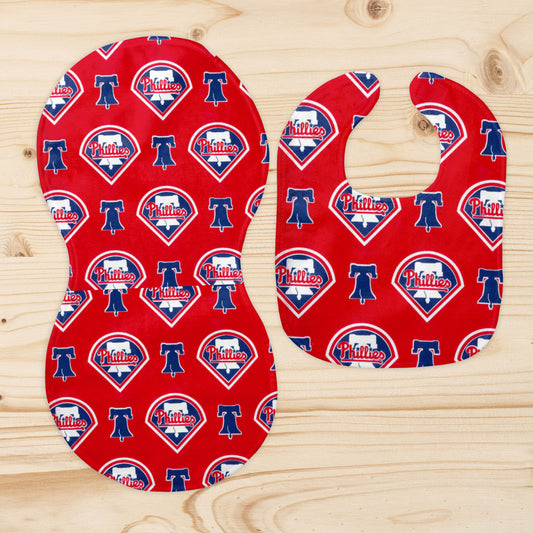 Phillies Burp Cloth and Bib Set