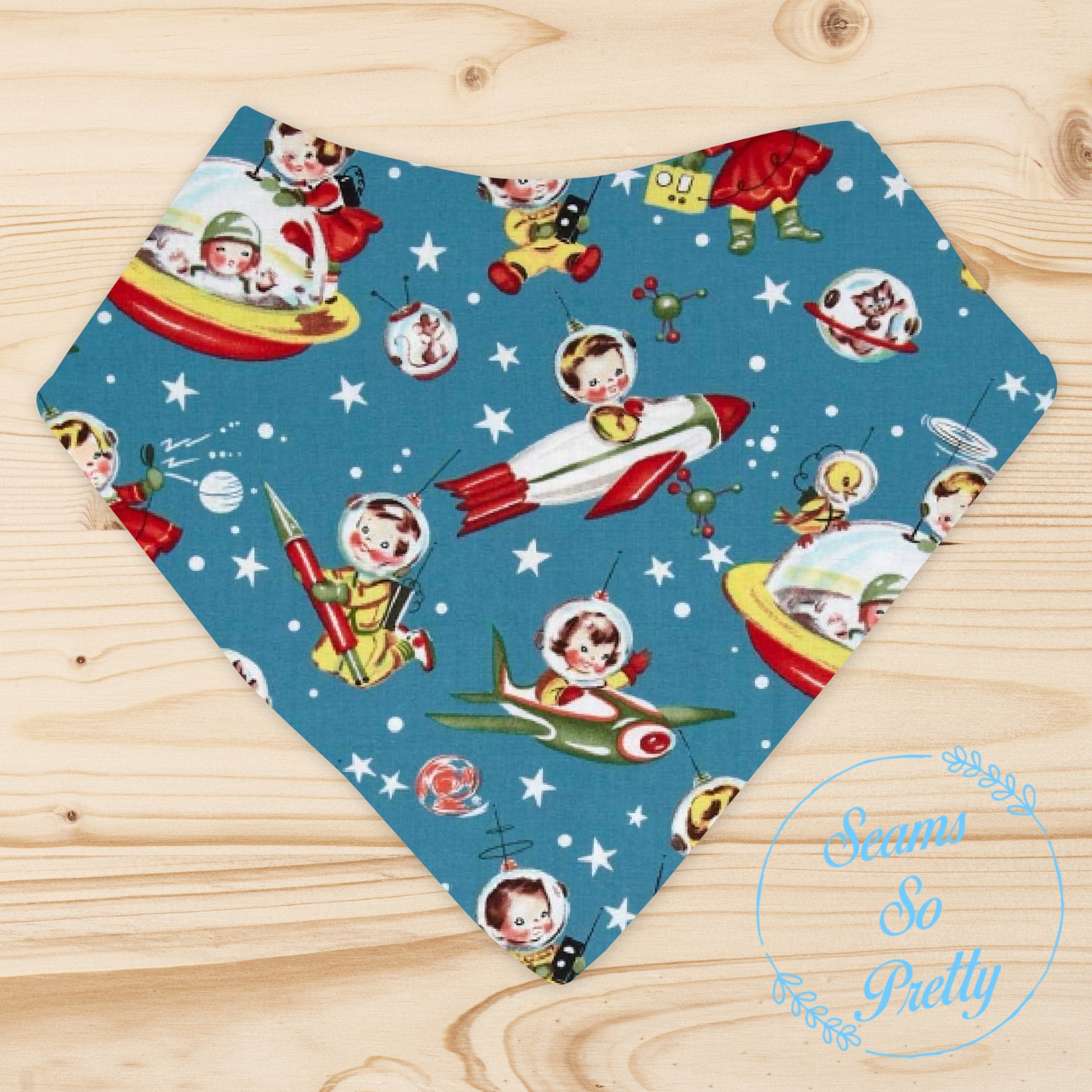 Retro Rockets Bandana Bib
