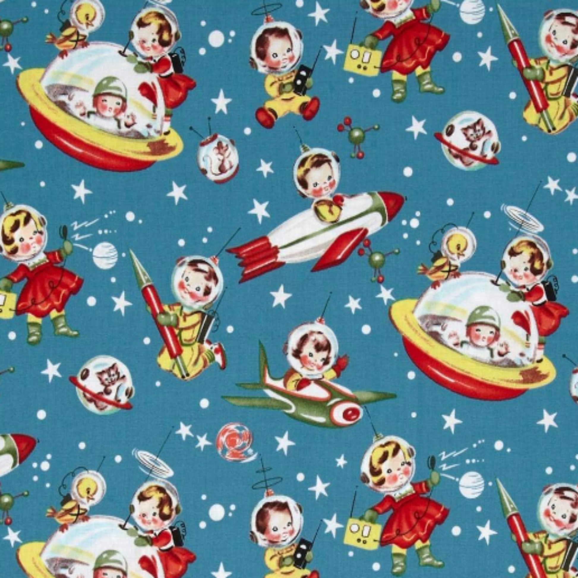 Retro Rockets Fabric Swatch