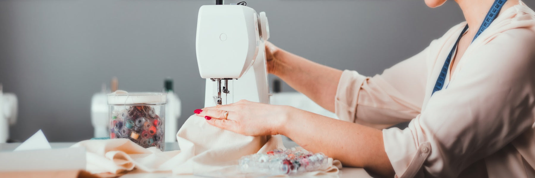 Handmade baby items being sewn in the Seams So Pretty studio
