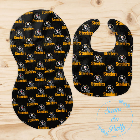 Steelers Bib and Burp Cloth Set