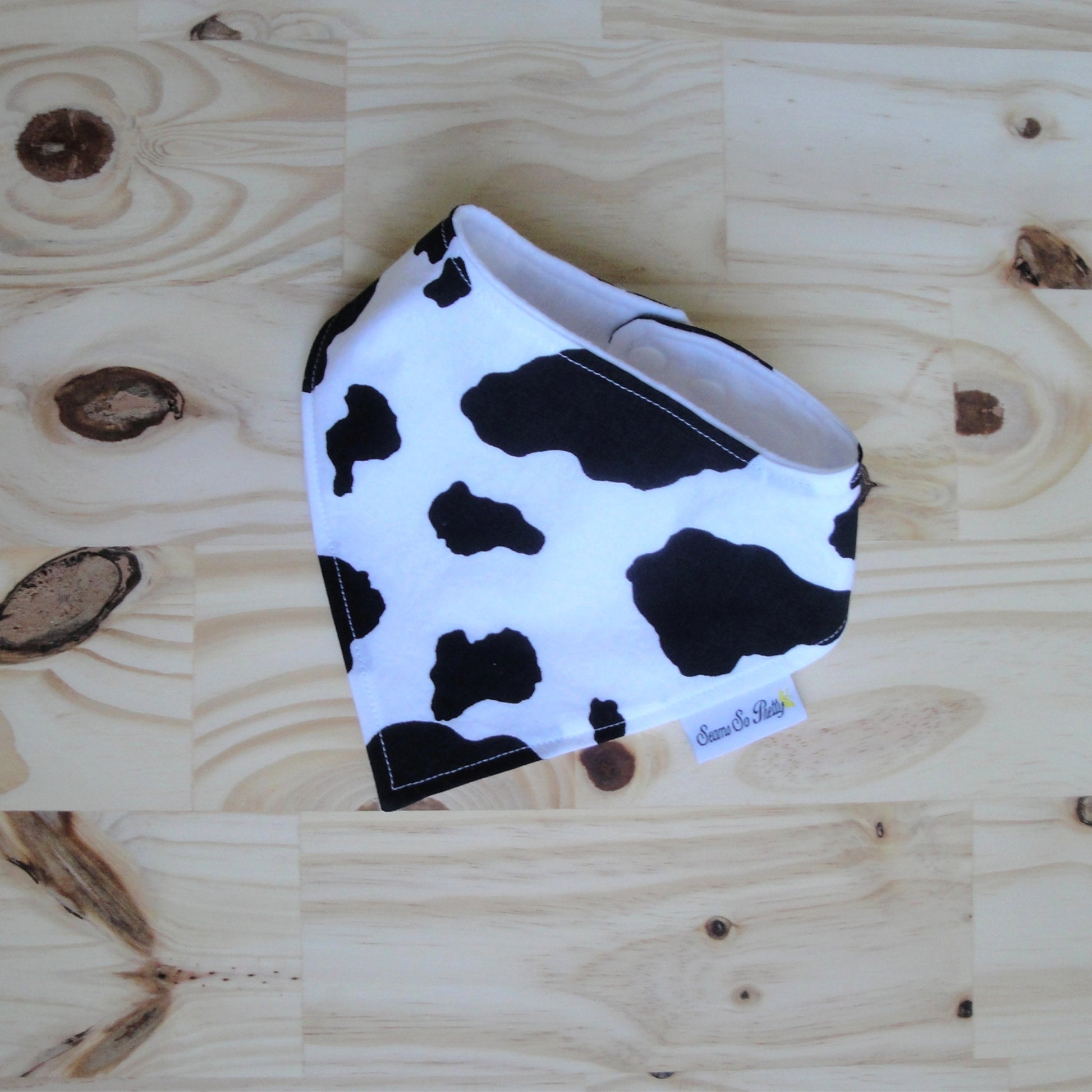 Cow Print Drool Bandana Bib, Front