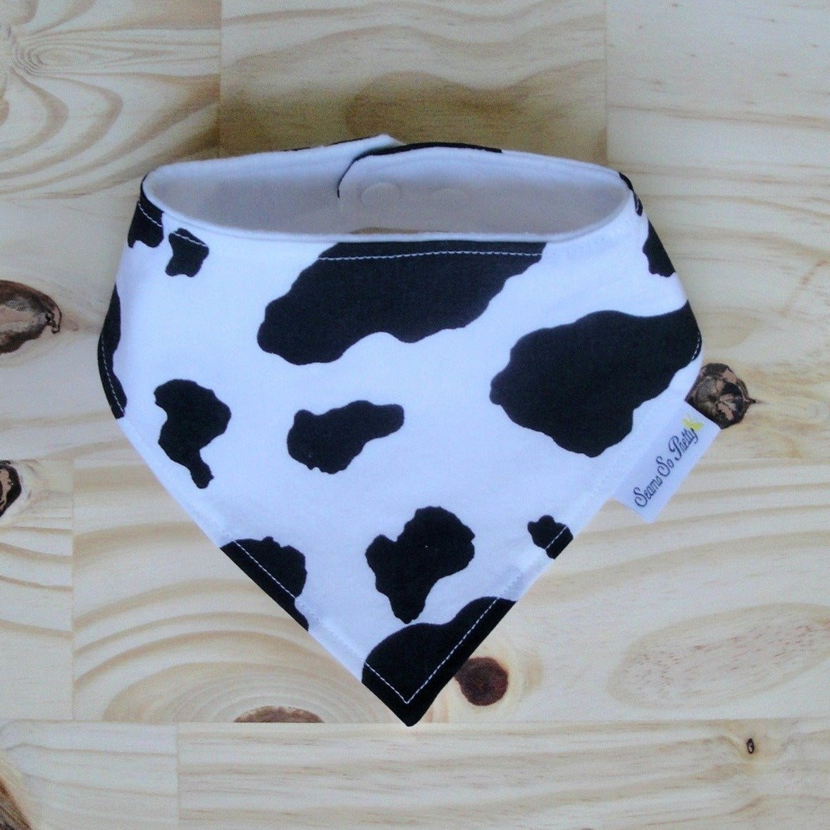 Cow Print Drool Bandana Bib, Front