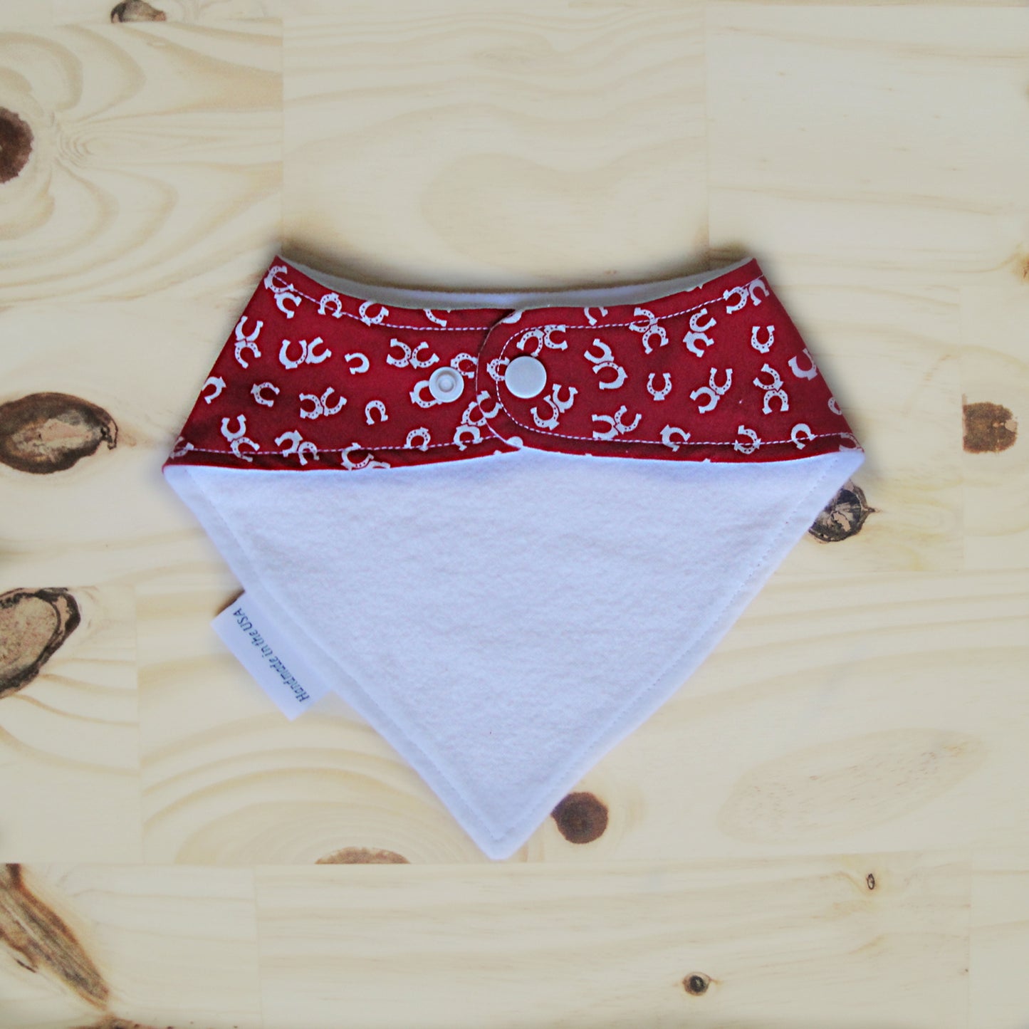 Horseshoe Red Bandana Drool Bib Back View