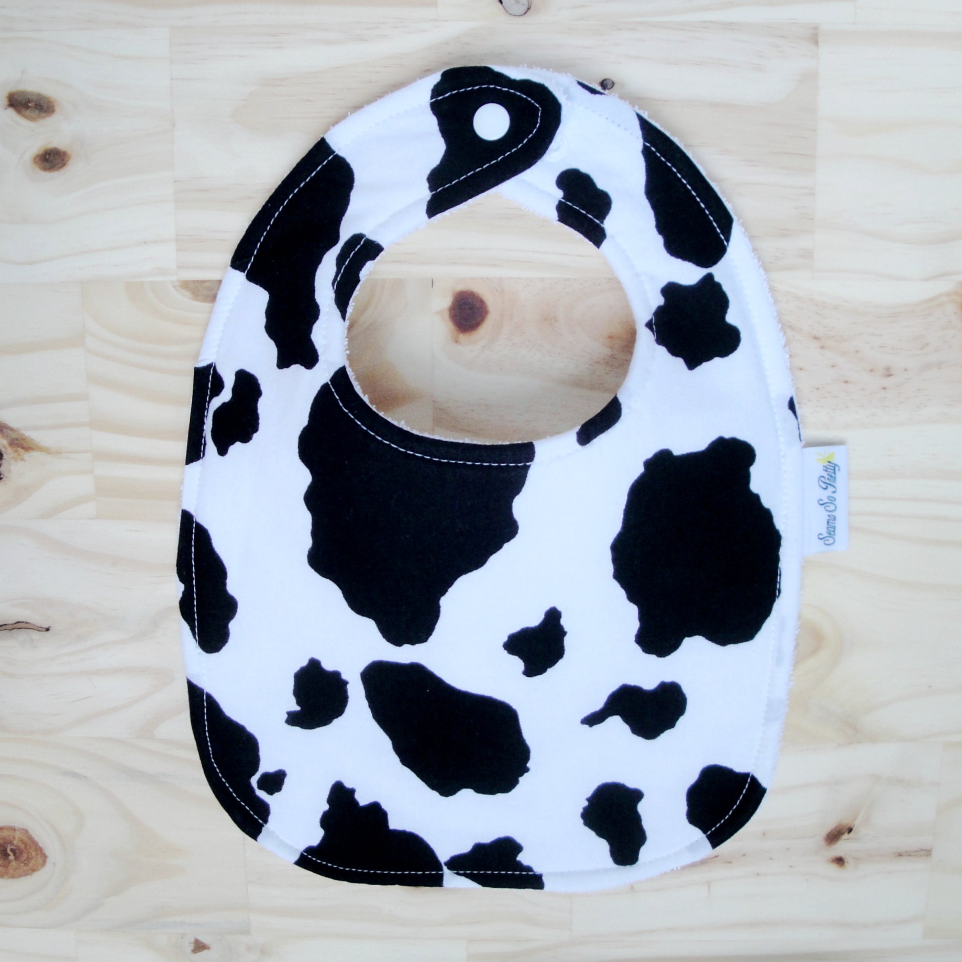 Cow Print Bib Front Snapped