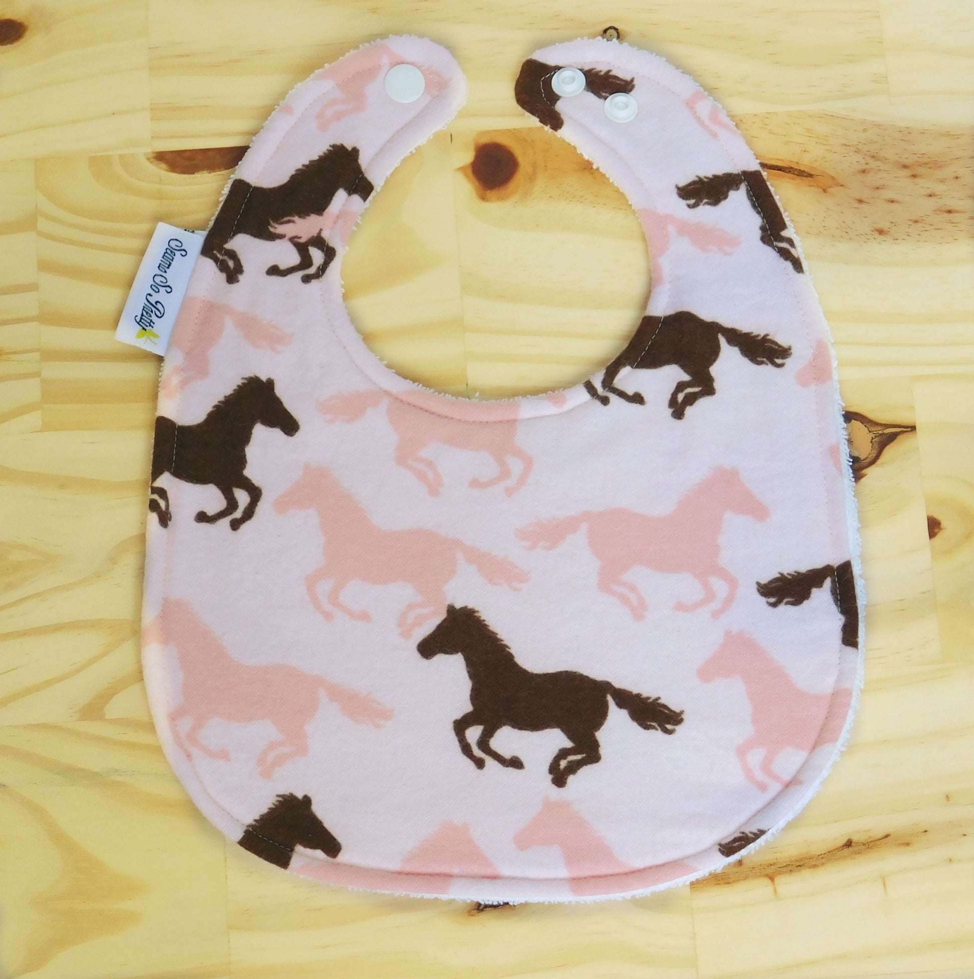 Galloping Ponies Baby Bib Unsnapped