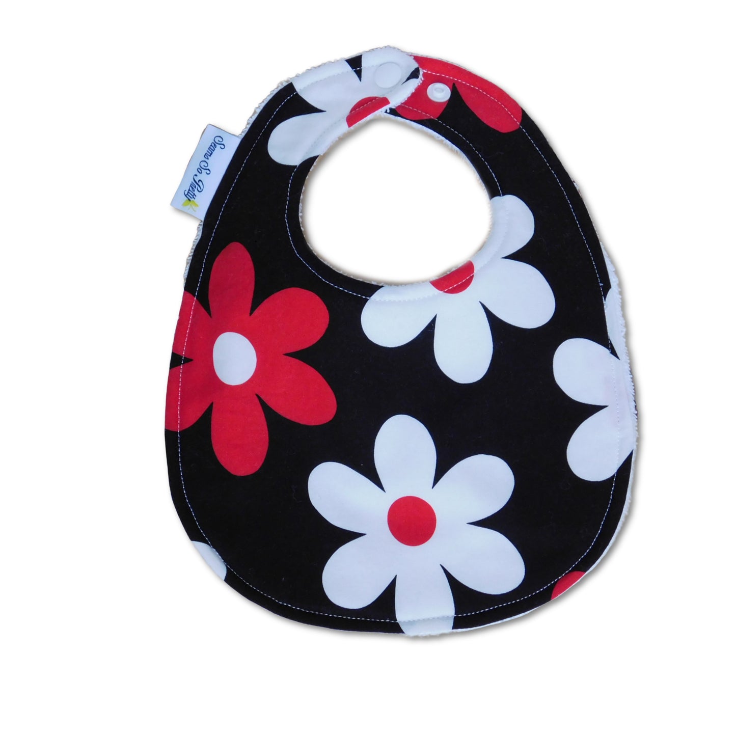 Red and White Daisy Bib Front 