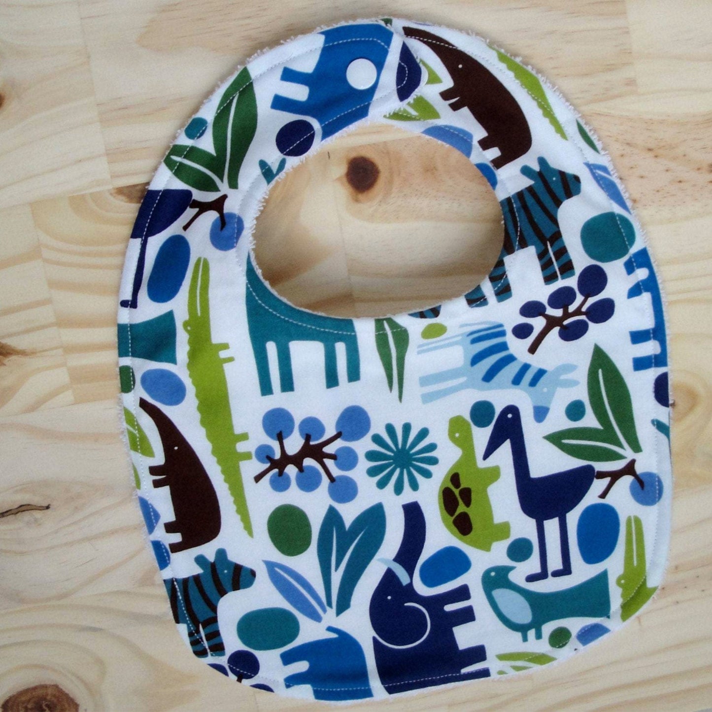 Zoo Animals Bib Front View Snapped