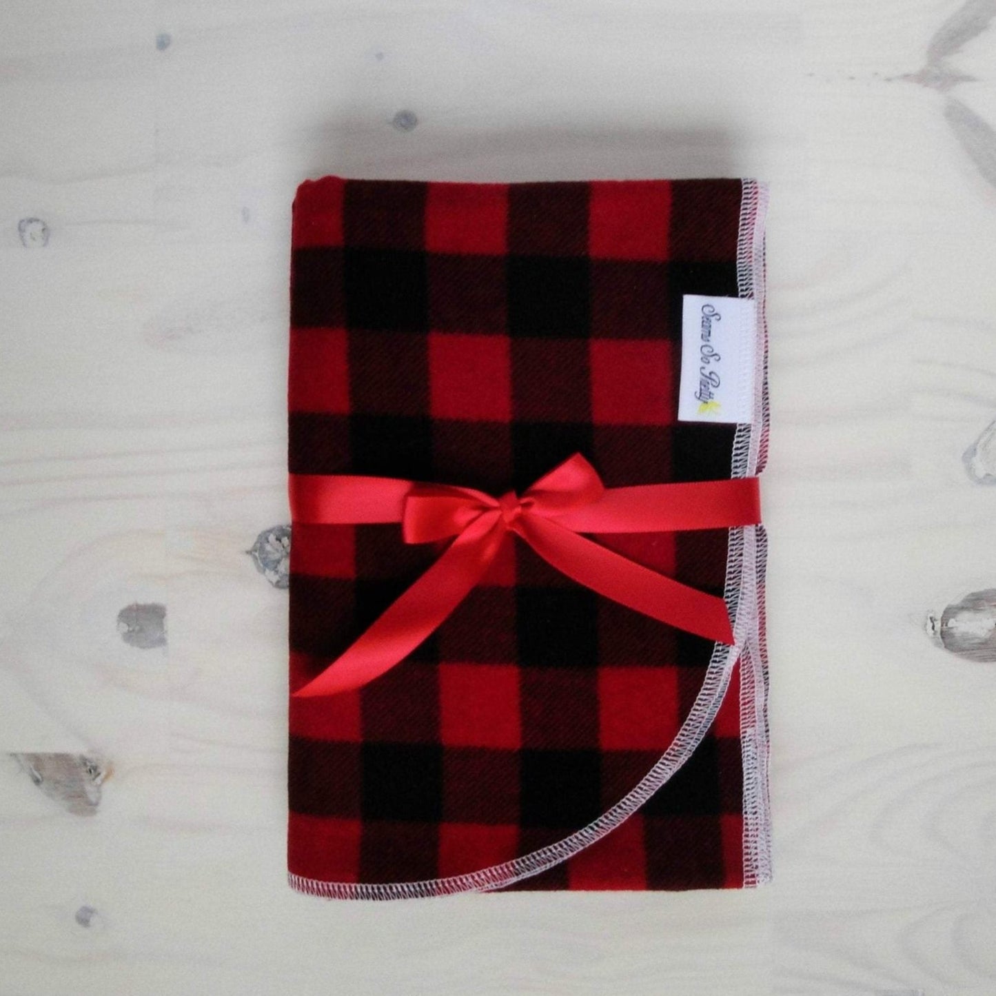 Red and Black Buffalo Check Receiving Blanket Folded
