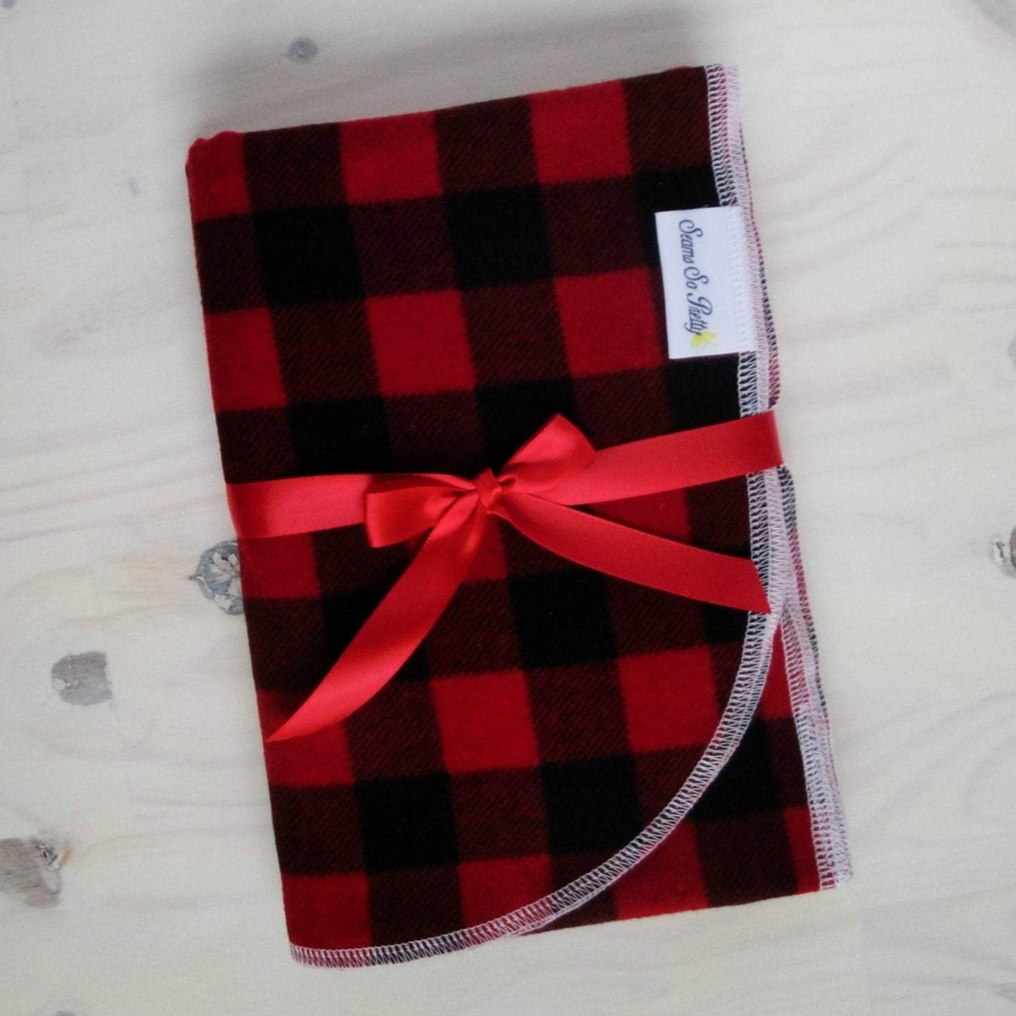 Red and White Buffalo Check Flannel Blanket Packaged