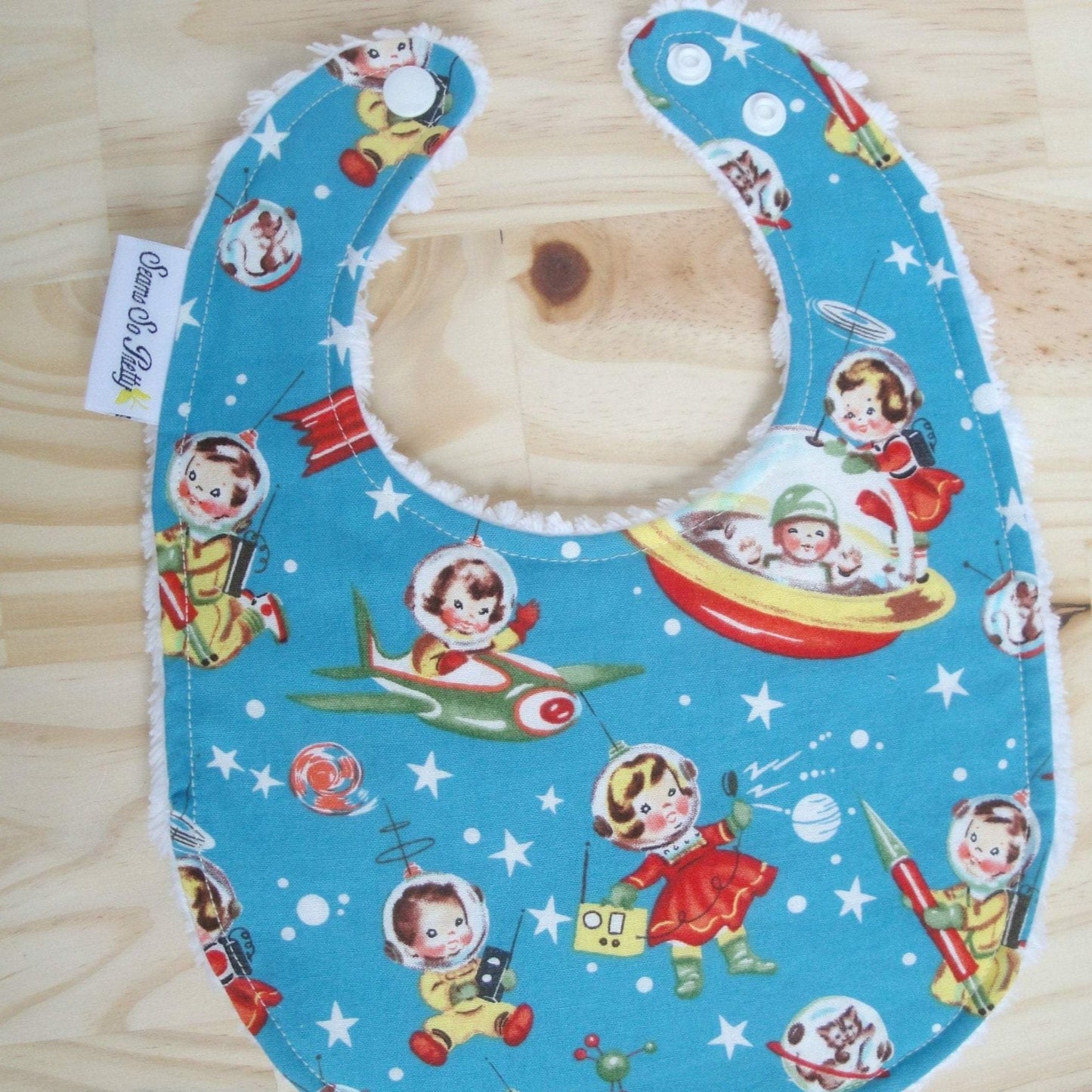 Vintage Retro Rockets Bib Front