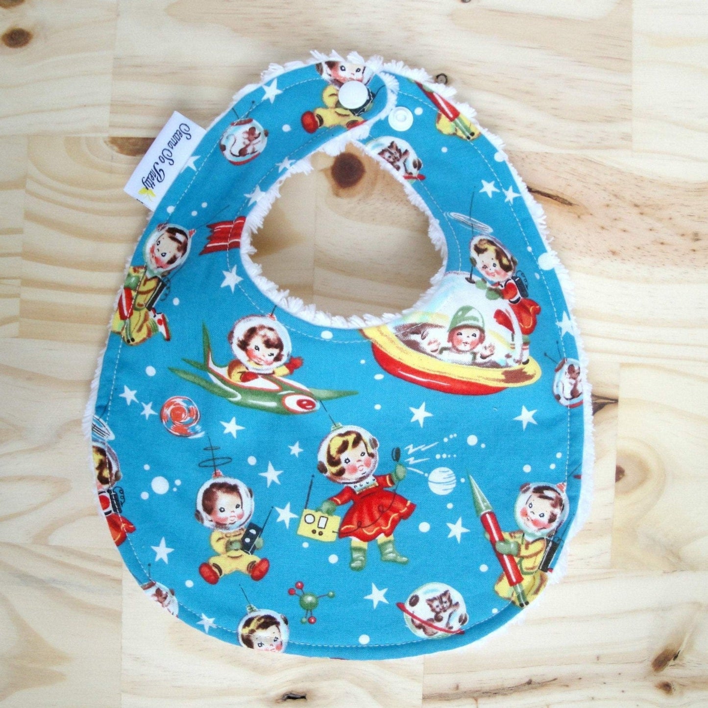 Vintage Retro Rockets Bib Front