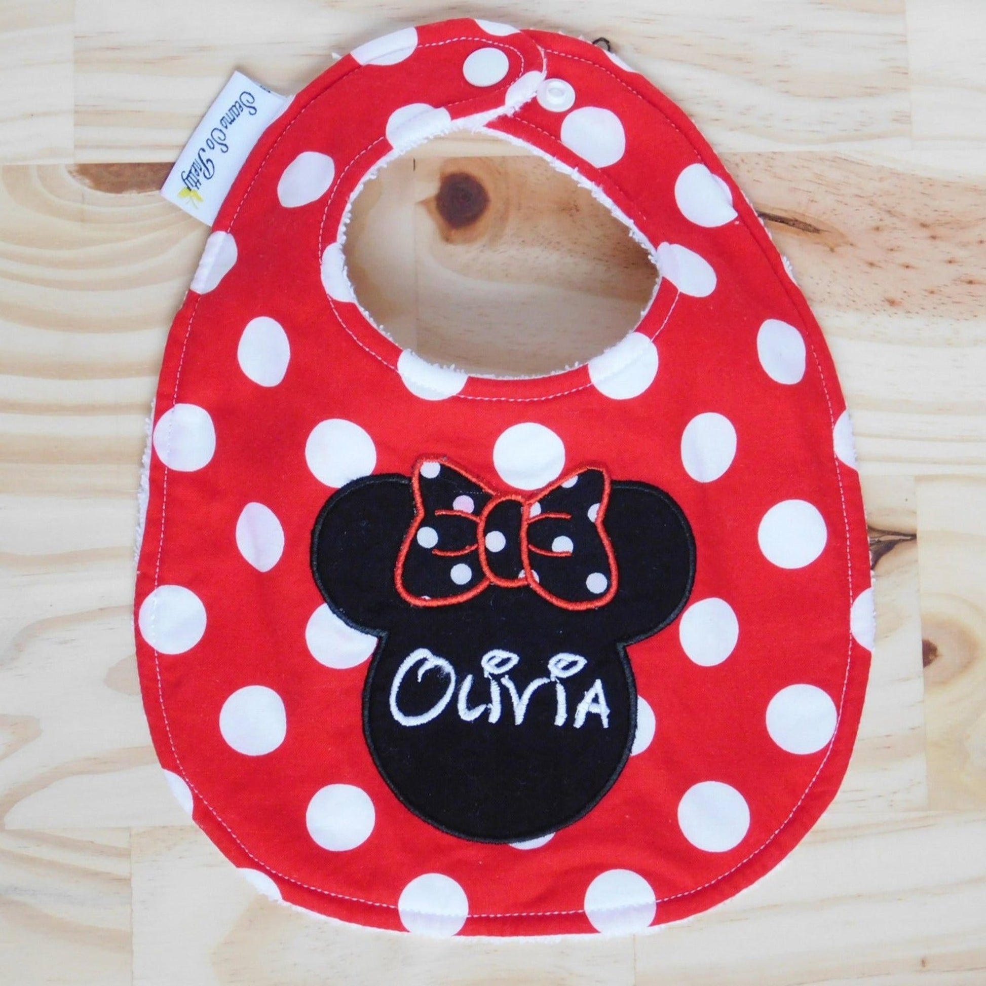 Minnie Mouse Red Personalized Bib