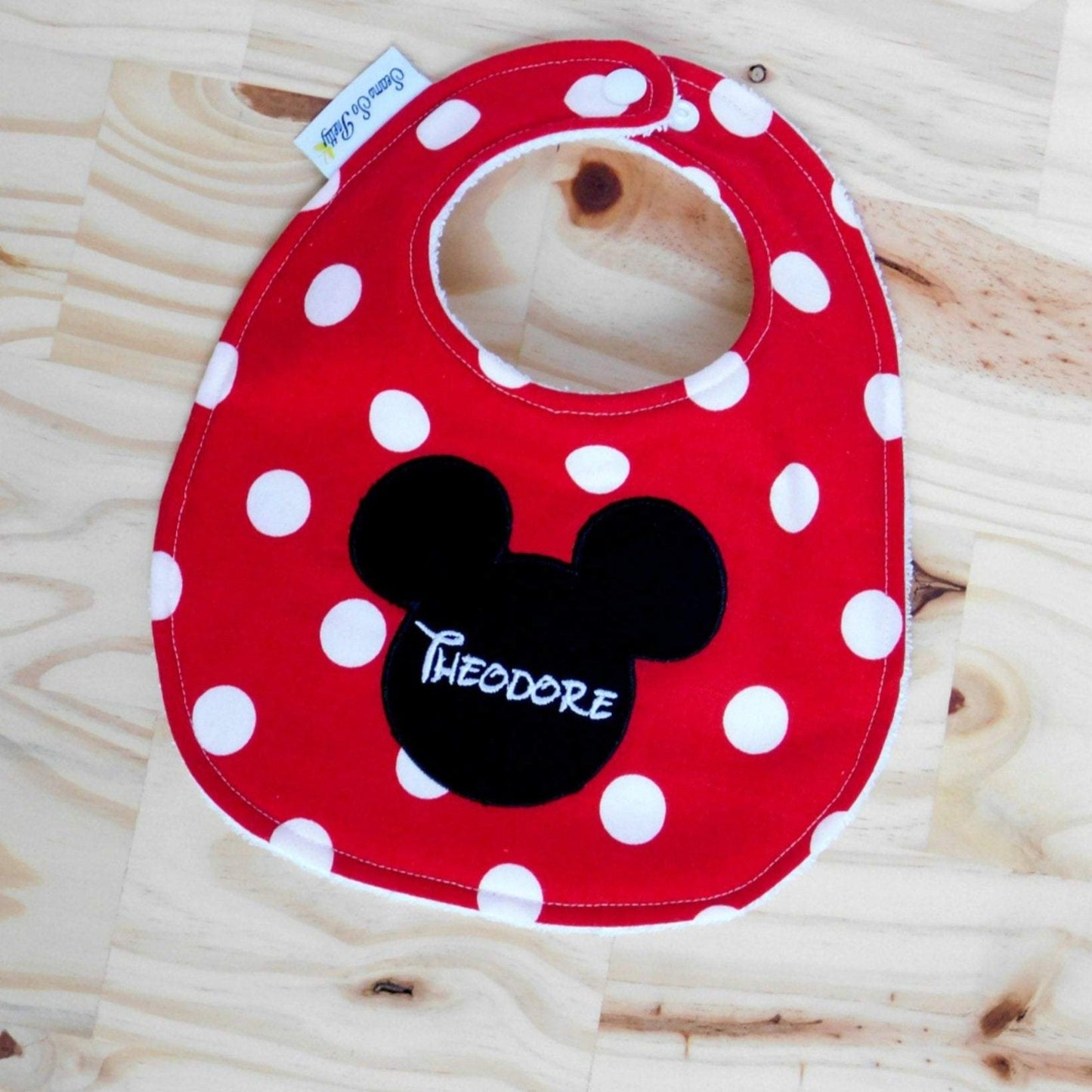 Mickey Mouse Red Personalized Bib Front