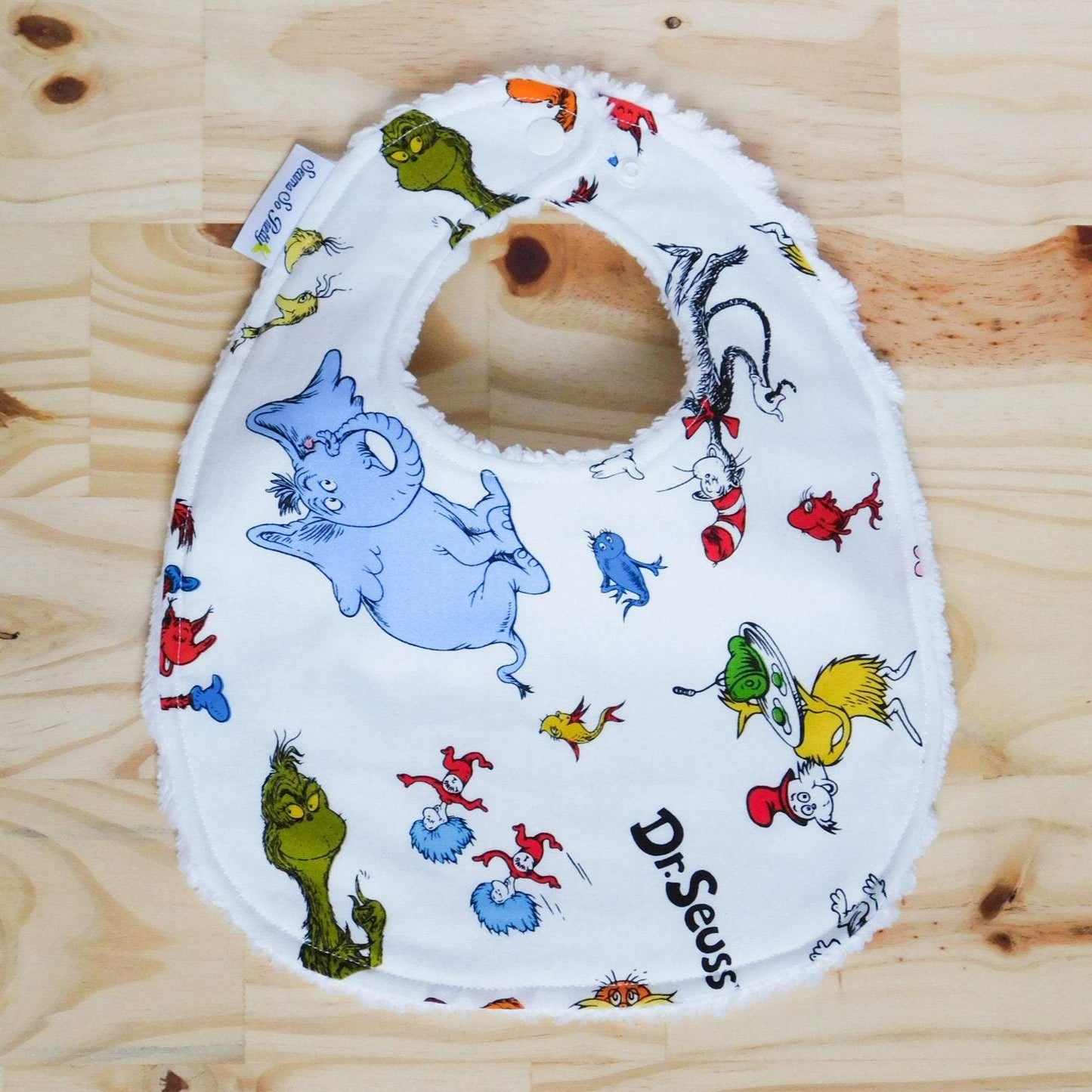 Dr Seuss Characters Bib Front Snapped