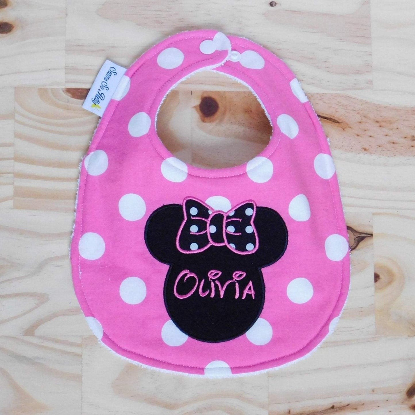 Minnie Mouse Pink Personalized Bib